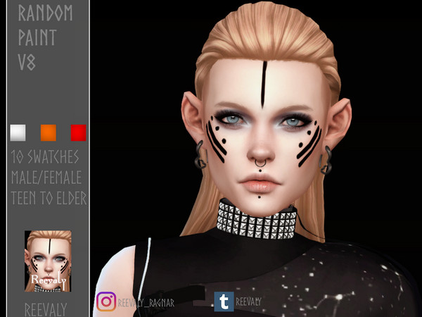 Sims 4 — Random Paint V8 by Reevaly — 10 Swatches. Teen to Elder. Male and Female. Works with all Skins and Overlays.