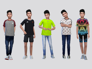 Sims 4 — ADIDAS Tee II Boys by McLayneSims — TSR EXCLUSIVE Standalone item 10 Swatches MESH by Me NO RECOLORING Please