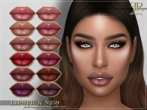 Sims 4 — Lipstick N259 by FashionRoyaltySims — Standalone Custom thumbnail 12 color options HQ texture Compatible with HQ
