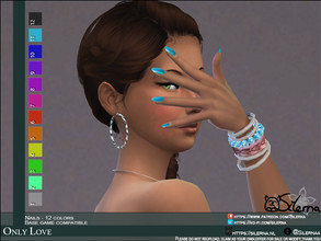 Sims 4 — Only Love by Silerna — Glitter nails in 12 different colors - Mesh by Lisaminicatsims(V5), edited version by me