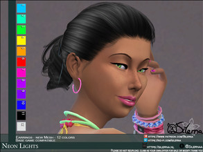 Sims 4 — Neon Lights by Silerna — Neon colored hoop-earrings in 12 bright colors - Basegame compatible - New mesh - all
