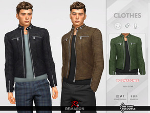 Sims 4 — Leather Jacket 01 for male Sims by remaron — A Leather Jacket for your male Sim in The Sims 4. MESH EDIT -10
