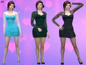 Sims 4 — Sarai Dress by MeuryVidal — Dress with lace sleeves for parties.