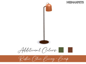 Sims 4 — Rustic Chic Living - Lamp {Mesh Required} by neinahpets — A sleek floor lamp recolor. 4 Colors.