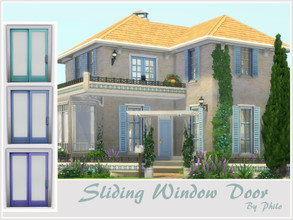 Sims 4 — Garance Sliding Window Door by philo — Base game sliding door in 3 colors of Provence.
