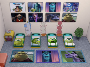 Sims 4 — First Set Monsters INC by julimo2 — This set Toddler includes - 4 Beds Toddlers Mike Wazowski - 4 Beds Toddlers