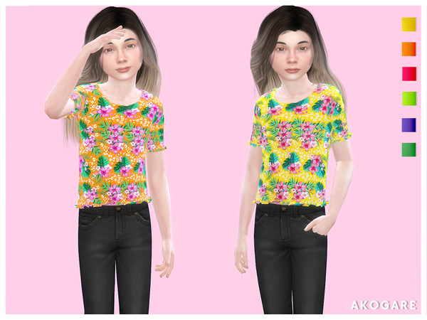 Sims 4 — Akogare Dress No.29 by _Akogare_ — Akogare Top No.29 - 6 Colors - New Mesh (All LODs) - All Texture Maps - HQ