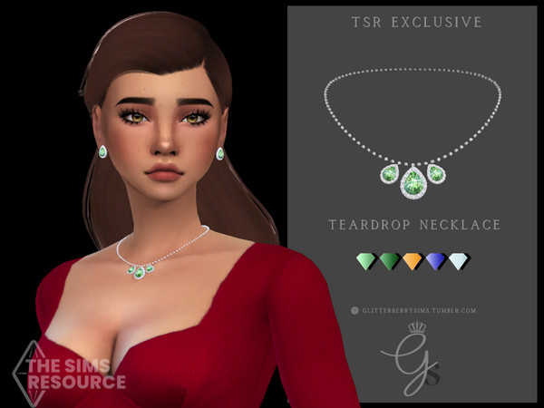 Sims 4 — Teardrop Necklace by Glitterberryfly — A necklace to match with the most recent earrings! Hope you like!