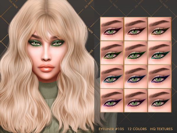 Sims 4 — EYELINER #105 by Jul_Haos — - CATEGORY: EYELINER - COLORS: 12 - SLIDERS COMPATIBLE - GENDER - FEMALE - HQ