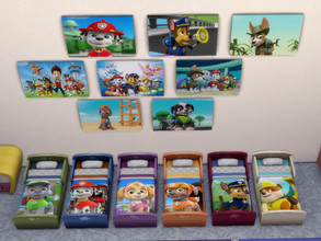 Sims 4 — Set Paw Patrol  by julimo2 — Set Paw patrol Includes - 6 Toddlers Bed - 8 Paintings (With mood Confident) - 8