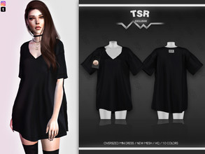 Sims 4 — Oversized Mini Dress BD467 by busra-tr — 10 colors Adult-Elder-Teen-Young Adult For Female Custom thumbnail