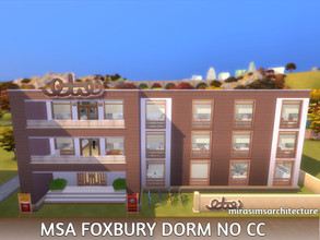 Sims 4 — MSA Foxbury Dorm NO CC by mirasimsarchitecture — Basement: -Laundry -Cinema -Gym -Pool -Game Room Ground Floor: