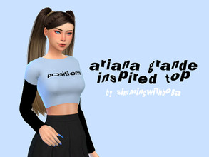 Sims 4 — Ariana Grande Long Sleeve Top by simmingwithboba — BGC (Base Game Compatible) 6 Swatches Found under T-Shirt,