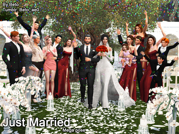 Sims 4 — Just Married (Mega pose) by Beto_ae0 — Great pose to celebrate the newlyweds, I hope you like it To use the