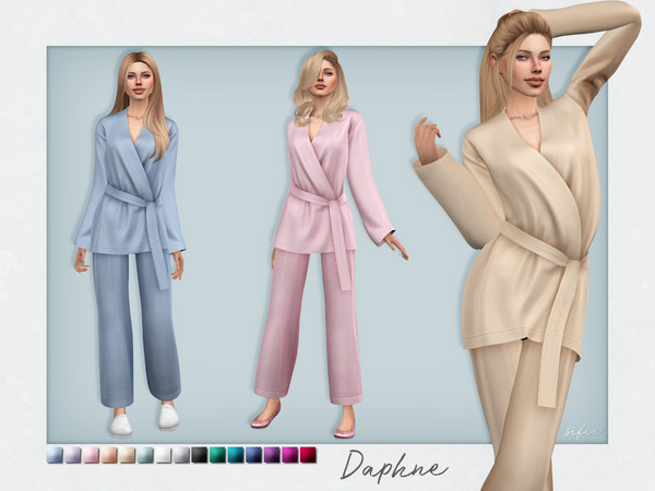 Sims 4 — Daphne Pyjamas by Sifix2 — Elegant silk sleepwear in 15 colors for teen, young adult and adult sims. New mesh 15
