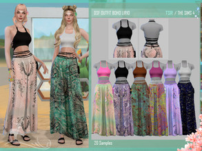 Sims 4 — DSF OUTFIT BOHO LIRIO by DanSimsFantasy — Enjoy the atmosphere in this outfit. It consists of a long skirt