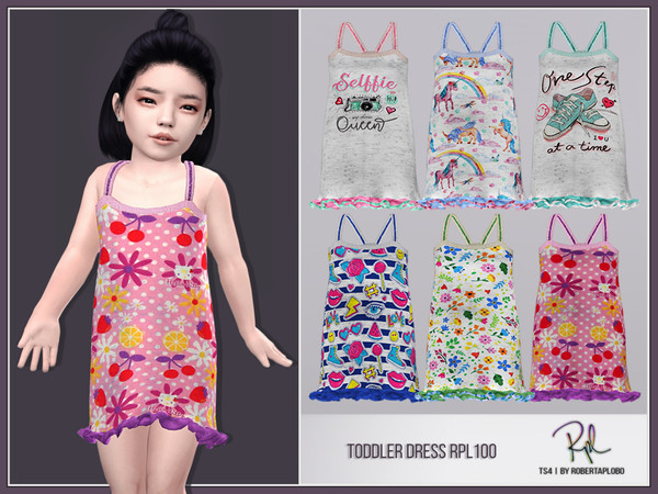 Sims 4 — Toddler Dress RPL100 by RobertaPLobo — :: 6 swatches :: New Mesh :: All lods :: Custom thumbnail :: Base game