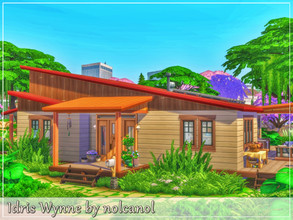 Sims 4 — Idris Wynne / No CC by nolcanol — Idris Wynne is a modern house with traditional elements. It is one-storey. Its