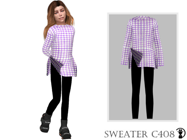 Sims 4 — Sweater C408 by Daph's — 10 Swatches Compatible with HQ mod Works with all of skins Custom Thumbnail New Mesh