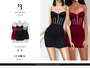 Sims 3 — Embellished Sheer Satin Mini Dress by Bill_Sims — This sheer mini dress features a cut in a sculpting