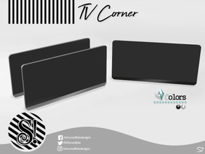 Sims 4 — TV corner wall TV by SIMcredible! — by SIMcredibledesigns.com available at TSR 2 colors variations