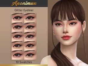 Sims 4 — Glitter Eyeliner  by Anonimux_Simmer — -10 Swatches -Compatible with the color slider -BGC -HQ -Thanks to all CC