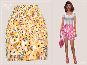 Sims 4 — Spring Mini by Paogae — Simple mini skirt, with floral pattern, in four colors, an essential piece of clothing