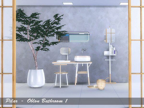 Sims 4 — Oblon Bathroom by Pilar — Combines the Japanese culture with contemporary taste