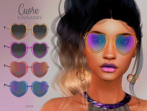 Sims 4 — Cuore Sunglasses by Suzue — -New Mesh (Suzue) -20 Swatches -For Female and Male (Teen to Elder) -HQ Compatible