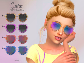Sims 4 — Cuore Sunglasses Child  by Suzue — -New Mesh (Suzue) -20 Swatches -For Female and Male (Child) -HQ Compatible