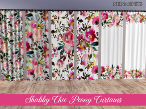 Sims 4 — Shabby Chic Peony Curtains {Mesh Required} by neinahpets — A lovely recolor of floor length curtains featuring