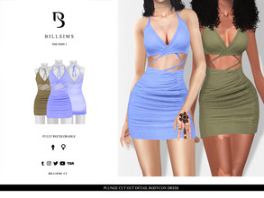 Sims 3 — Plunge Cut Out Detail Bodycon Dress by Bill_Sims — This dress features a plunging neckline, cut out detailing