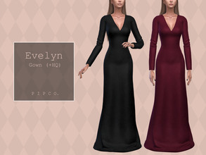 Sims 4 — Evelyn Gown. by Pipco — A sleek gown in 12 colors. Base Game Compatible New Mesh All Lods HQ Compatible Specular