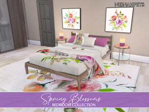Sims 4 — Spring Blossoms Bedroom Pt 1 {Mesh Required} by neinahpets — A beautiful, vibrant watercolor bedroom suite