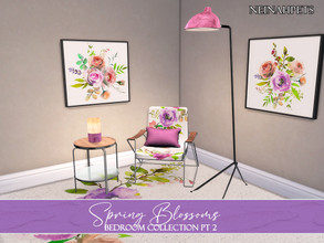 Sims 4 — Spring Blossoms Bedroom Pt 2 {Mesh Required} by neinahpets — A beautiful, vibrant watercolor bedroom decor