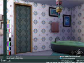 Sims 4 — Babylon by Silerna — - Basegame compatible - Wallpapers - Tiles - 8 different colors - Please do not reupload,