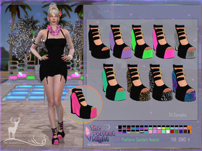 Sims 4 — The Perfect Night Platform Sandals Neonis by DanSimsFantasy — Platform sandals that display fluorescent colors,