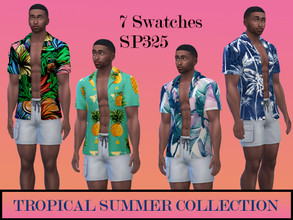 Sims 4 — Tropical Collection by simsplayer325 — Men's open shirt great for a beach look. Requires Island Living expansion