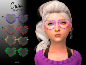 Sims 4 — Cuore Glasses Child  by Suzue — -New Mesh (Suzue) -12 Swatches -For Female and Male (Child) -HQ Compatible
