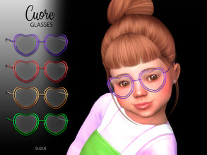 Sims 4 — Cuore Glasses  Toddler  by Suzue — -New Mesh (Suzue) -12 Swatches -For Female and Male (Toddler) -HQ Compatible