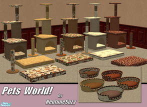 Sims 2 — NSC Pets World Set1 by Neptunesuzy — Your Sim's and their Kitties will Love these Autumn colored Scratching