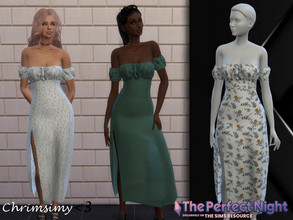 Sims 4 — The Perfect Night - Slit Dress by chrimsimy — A midi flowy dress with a slit on the side, for your perfect