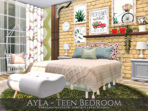 Sims 4 — Ayla - Teen Bedroom by Rirann — Ayla Teen Bedroom is a lovely shabby chic room in green color. Fully furnished