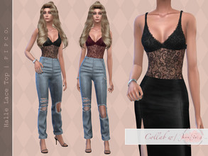 Sims 4 — PipcoxJavaSims Collab - Halle Lace Top. by Pipco — A lace top in 8 colors. Base Game Compatible New Mesh All