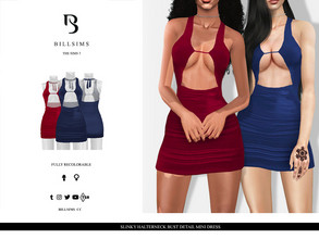 Sims 3 — Slinky Halterneck Bust Detail Mini Dress by Bill_Sims — This mini dress features a slinky material with a