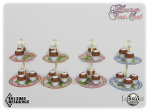 Sims 4 — Fleures tea set display and cakes by jomsims — Fleures tea set display and cakes
