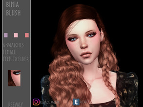 Sims 4 — Binia Blush by Reevaly — 4 Swatches. Teen to Elder. Female. Works with all Skins and Overlays. Base Game