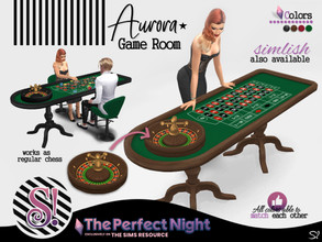 Sims 4 — The Perfect Night Aurora Game Table Chess by SIMcredible! — by SIMcredibledesigns.com available at TSR 2 colors