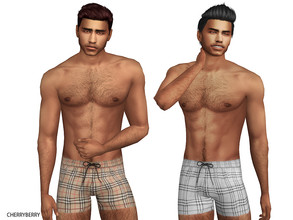 Sims 4 — Classic Mens Swim Shorts by CherryBerrySim — Classic stripe pattern swim shorts for male sims. Hq 4 colors