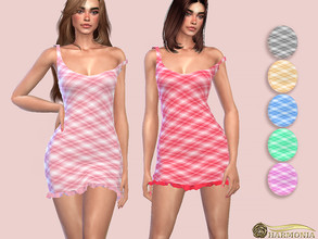 Sims 4 — Ruffle Detail Plaid Dress by Harmonia — New mesh / All Lods HQ 7 Swatches Please do not use my textures. Please